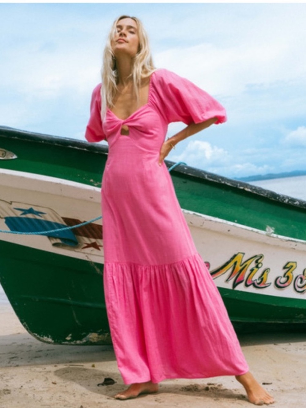 NWT Billabong pirates cove pink maxi dress